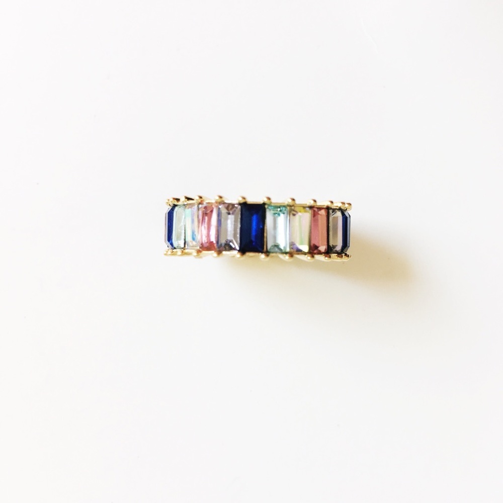 Rainbow Eternity Baguette Band Ring / Ombré
